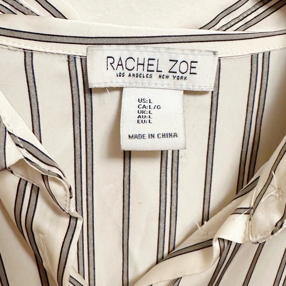 Rachel Zoe Vertical Stripes Long Sleeve Button Up Collar Oversized Women’s Shirt - Picture 3 of 4